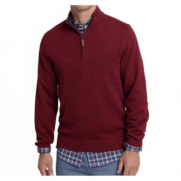 NEW SOUTHERN TIDE oakatie heather quarter zip sweater in heather muscadine